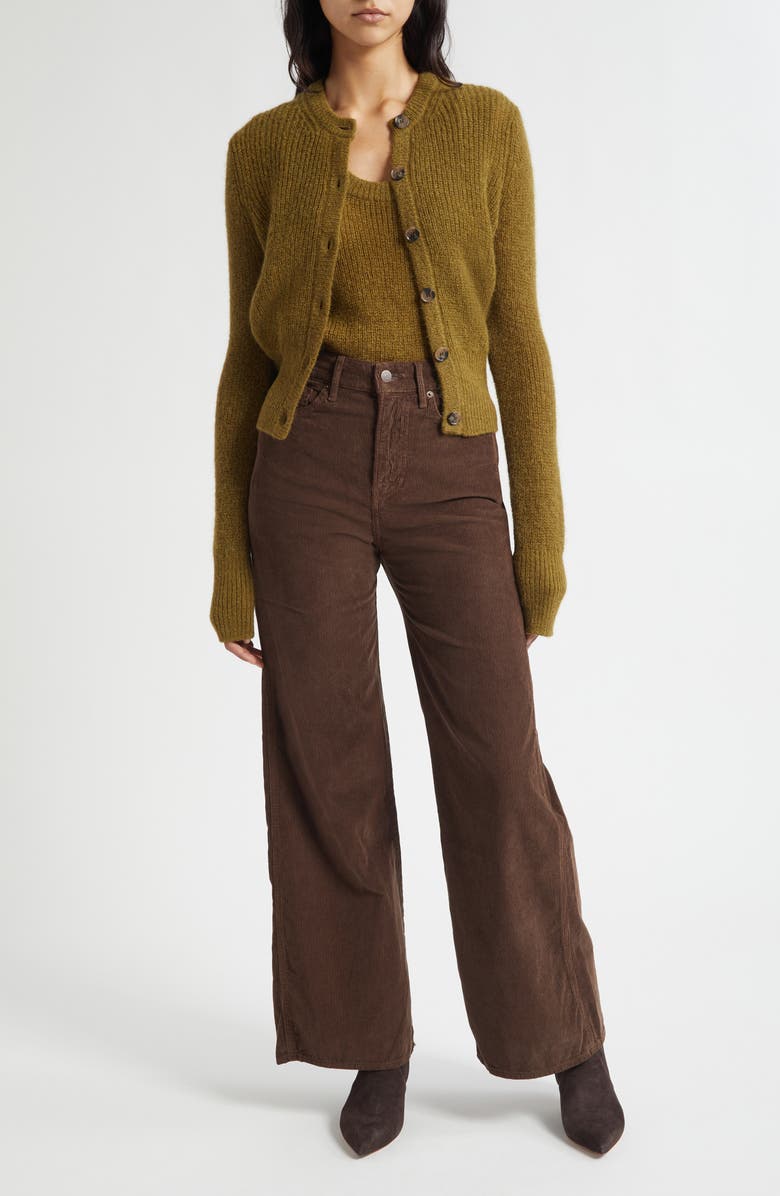 Veronica Beard Taylor High Waist Wide Leg Corduroy Pants, Alternate, color, Dark Umber