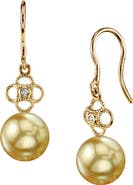 The Pearl Source Golden South Sea Pearl & Diamond Lacy Earrings