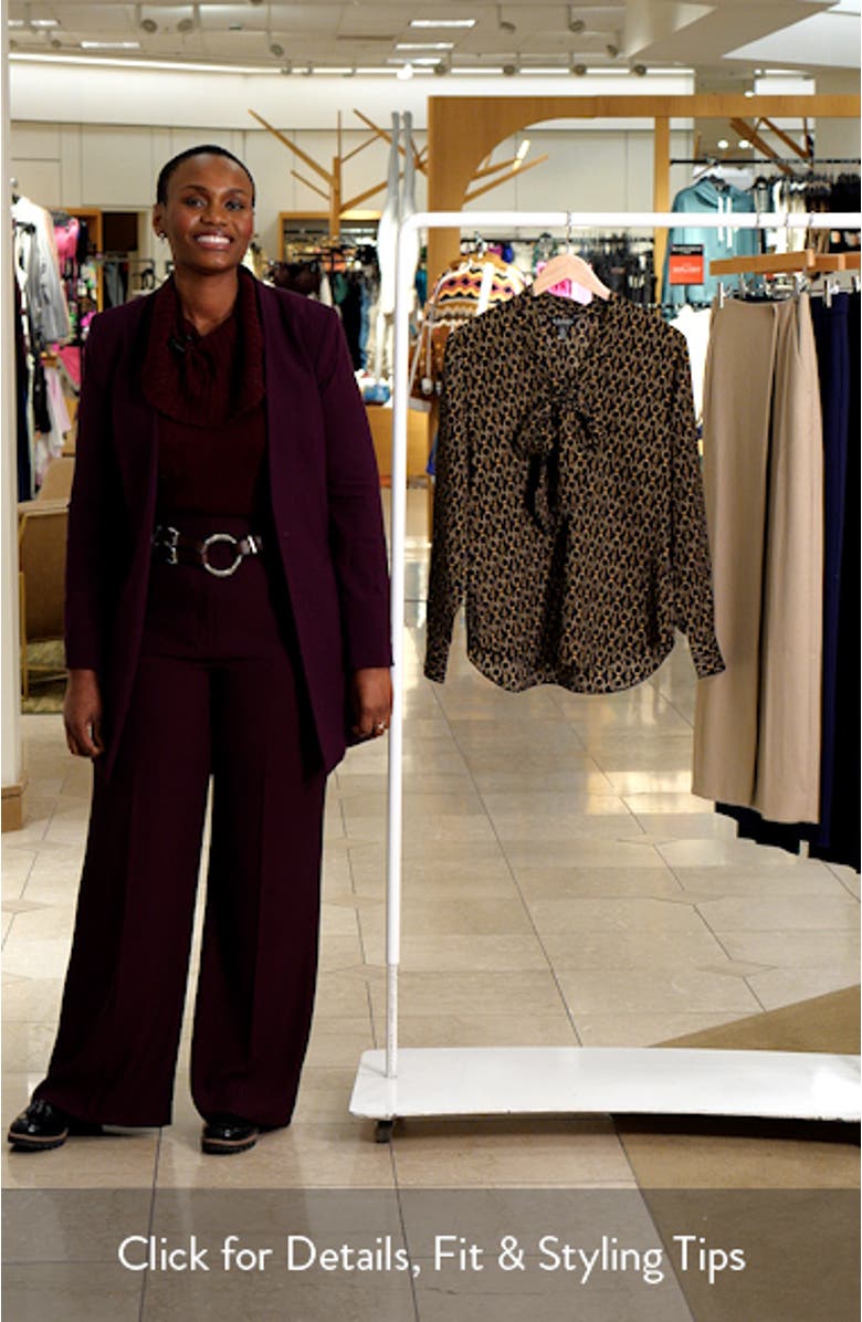 Chain Print Tie Neck Crêpe de Chine Top, sales video thumbnail