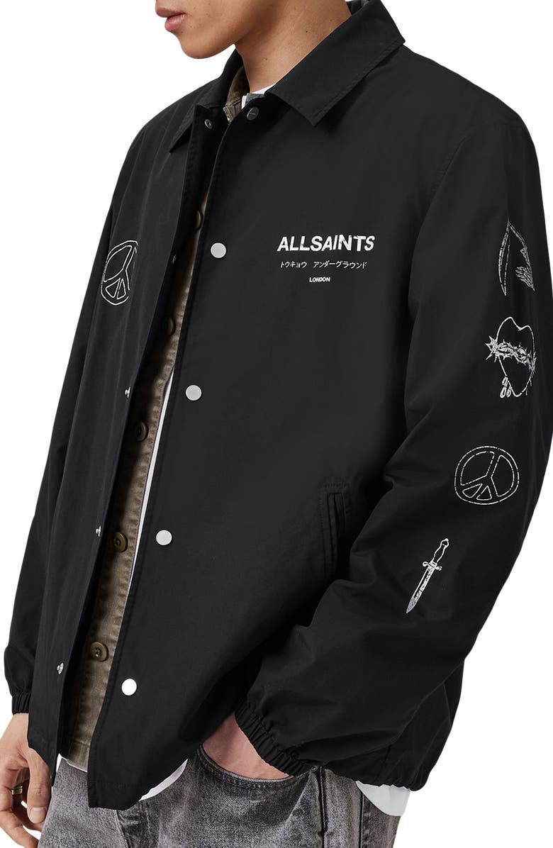 AllSaints Orbital Coach Jacket, Alternate, color, Black
