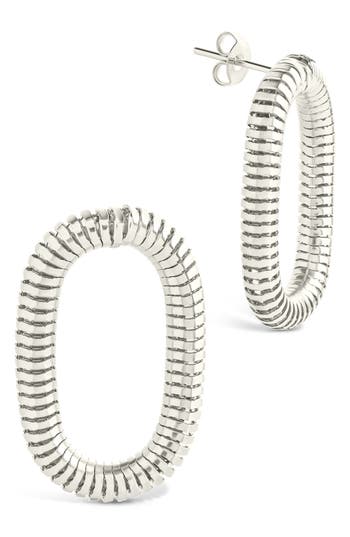 Sterling Forever Indigo Snake Chain Frontal Hoop Earrings In Metallic