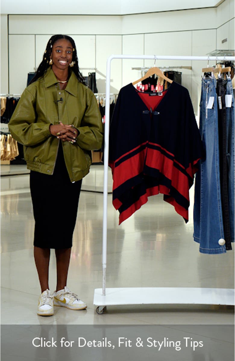 Joy Two-Tone Intarsia Knit Poncho, sales video thumbnail