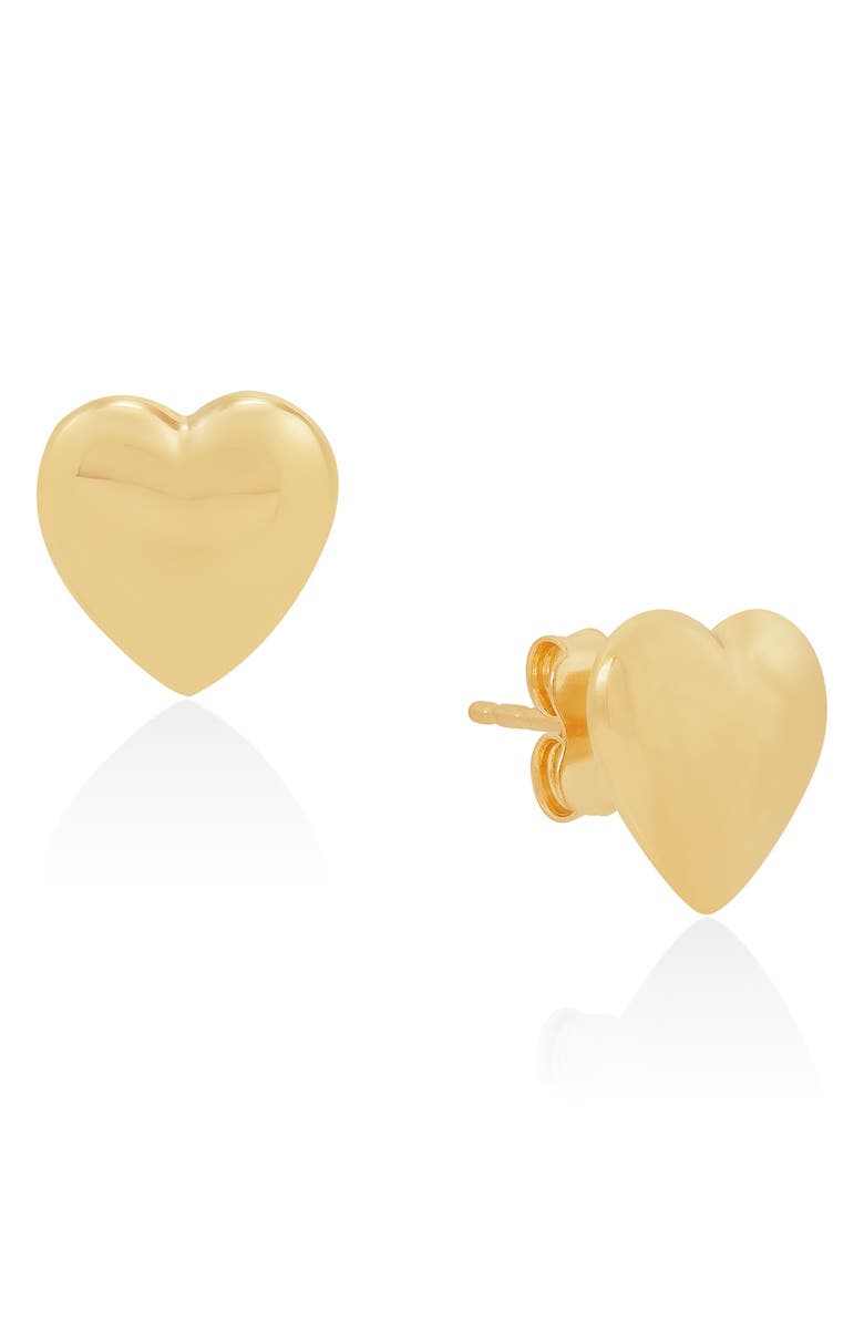 Frankie & Zoe Puffed Heart Stud Earrings, Alternate, color, Yellow Gold