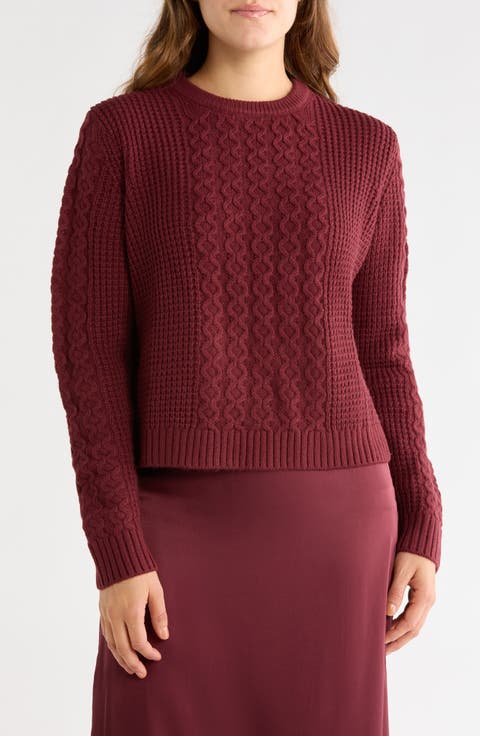 Novelty Cable Crewneck Sweater