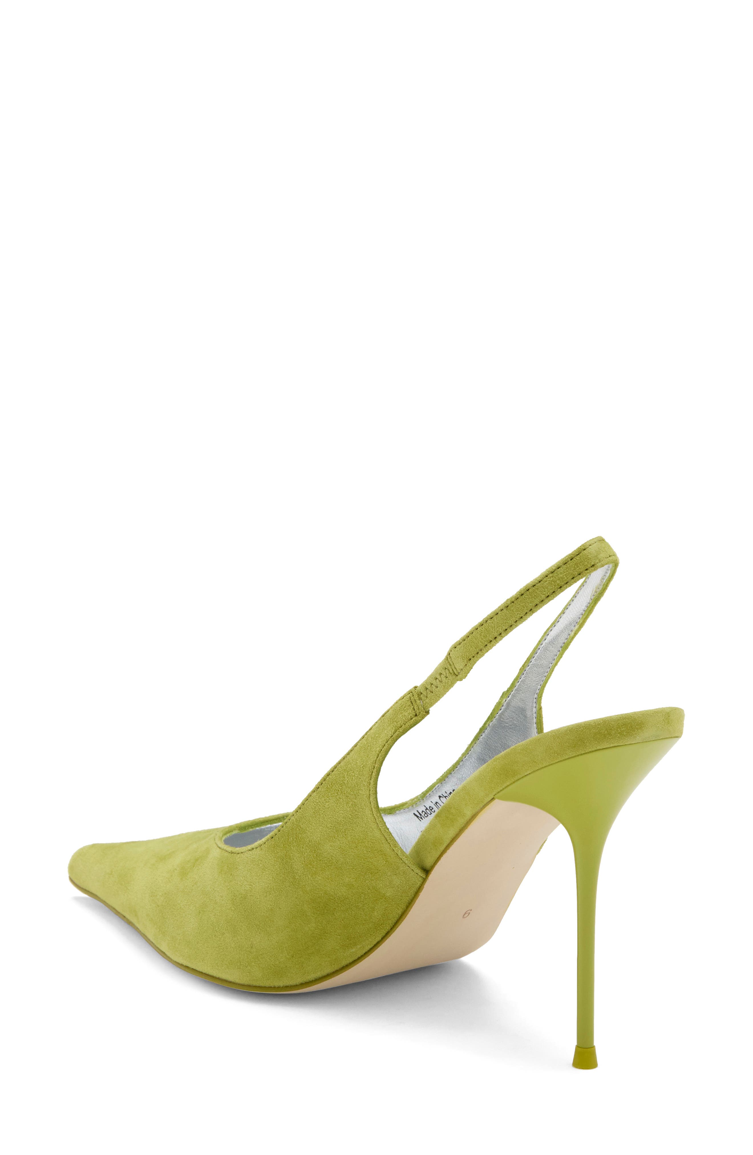 Pucker Leather Slingback Pump, Alternate, color, BRIGHT CHARTREUSE SUEDE