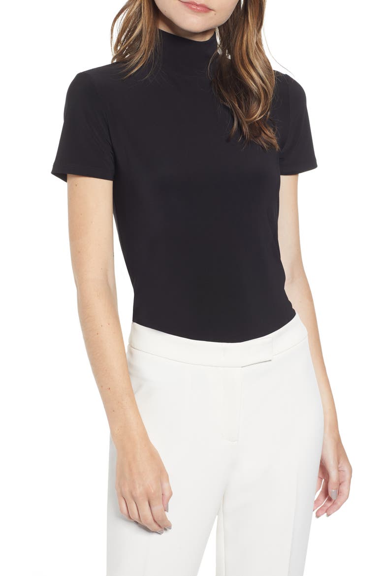 Short Sleeve Mock Neck Top, Main, color, ANNE BLACK