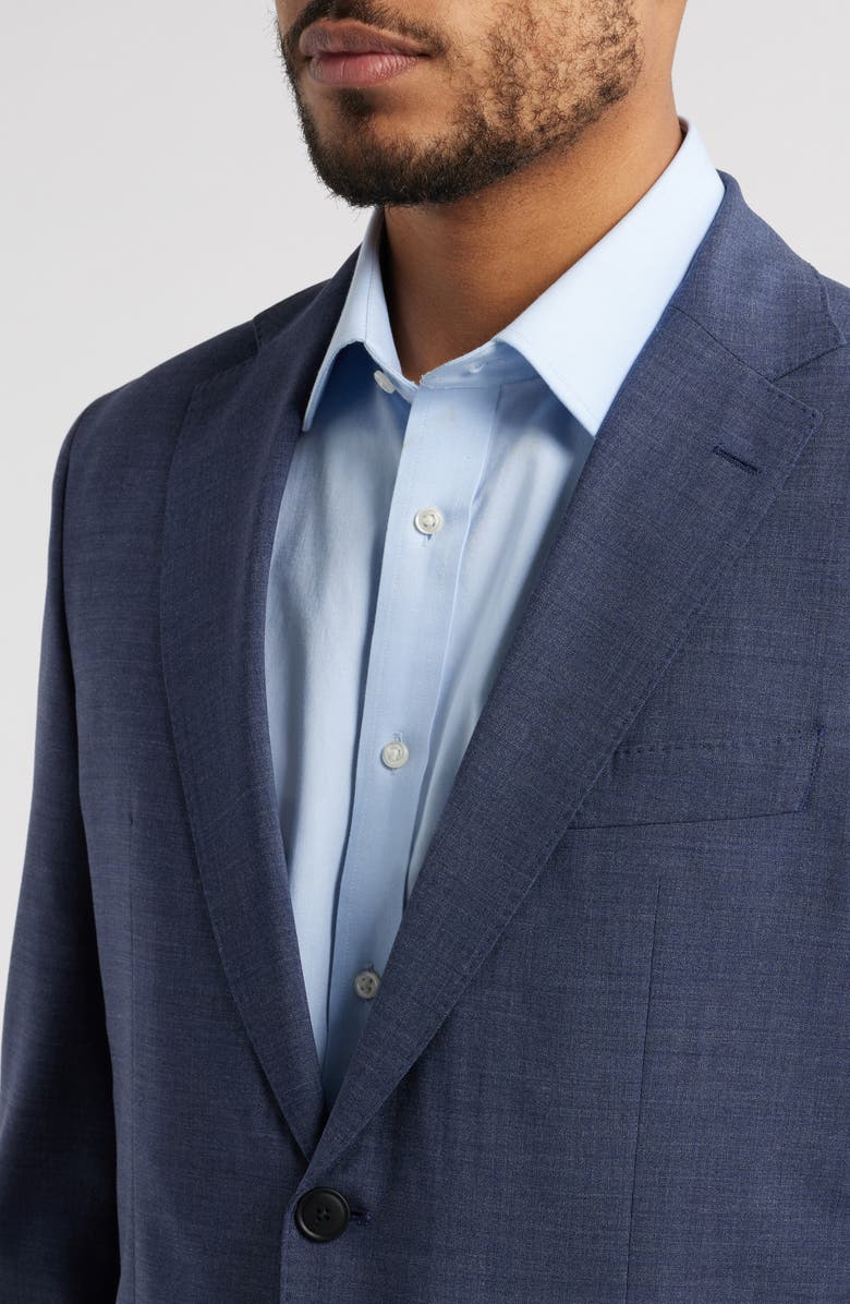 BOSS Huge Slim Fit Mélange Stretch Wool Suit, Alternate, color, Medium Blue