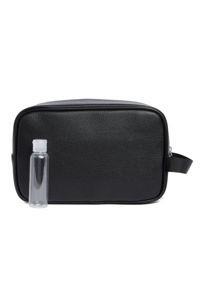 Milled Top Zip Dopp Kit, Alternate, color, BLACK