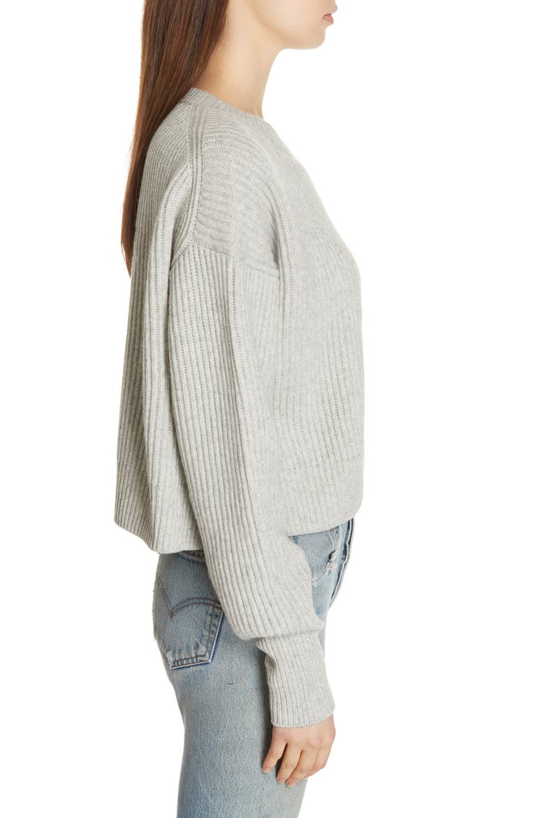 Wool & Cashmere Crop Sweater, Alternate, color, HEATHER GREY