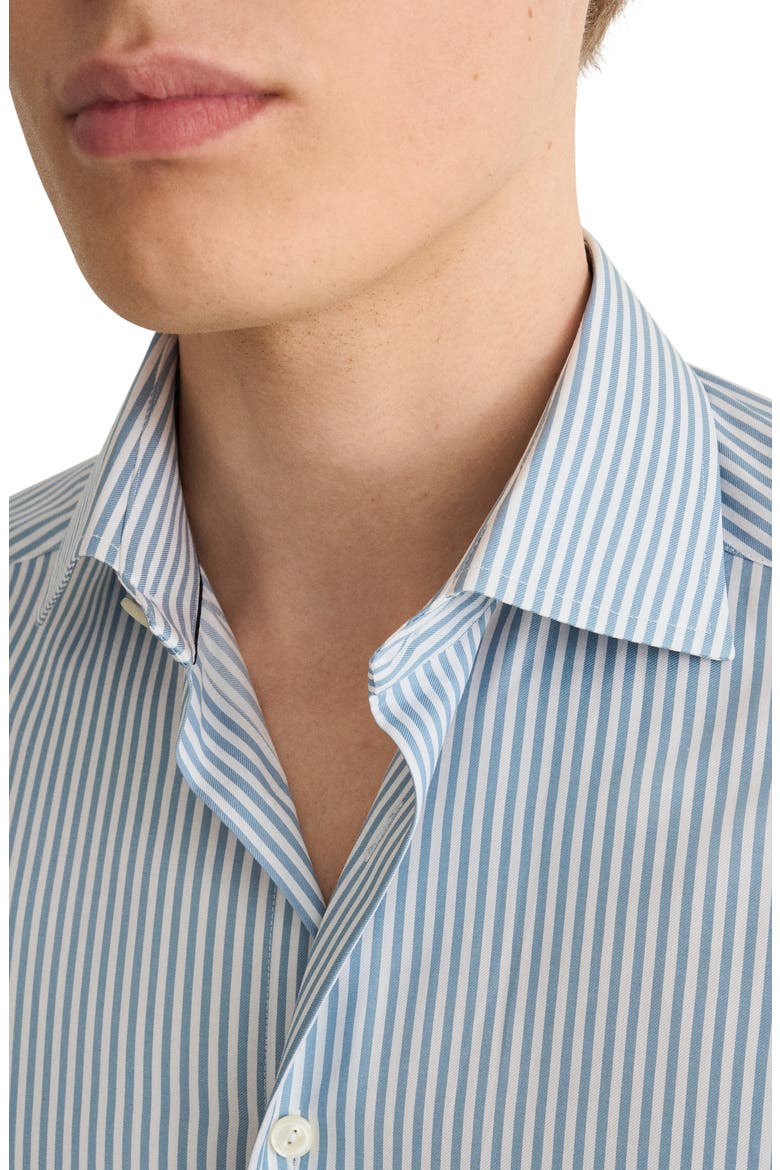 Contemporary Fit Light Green Stripe Signature Cotton Twill Dress Shirt, Alternate, color, LIGHT GREEN