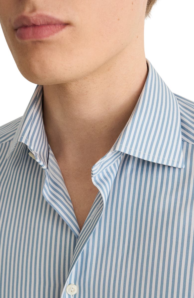 Eton Contemporary Fit Light Green Stripe Signature Cotton Twill Dress Shirt, Alternate, color, Light Green