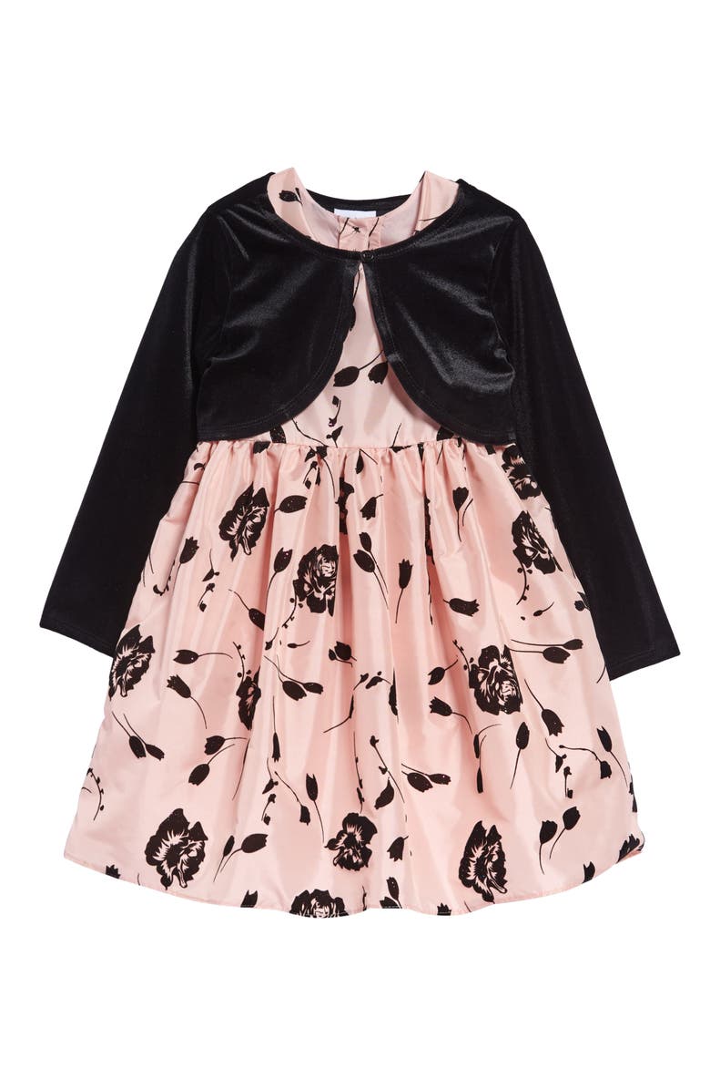 Frais Glitter Flocked Fit & Flare Dress & Cardigan Set, Main, color,