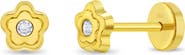 In Season Jewelry 18k Bezel Flower Girl Earrings