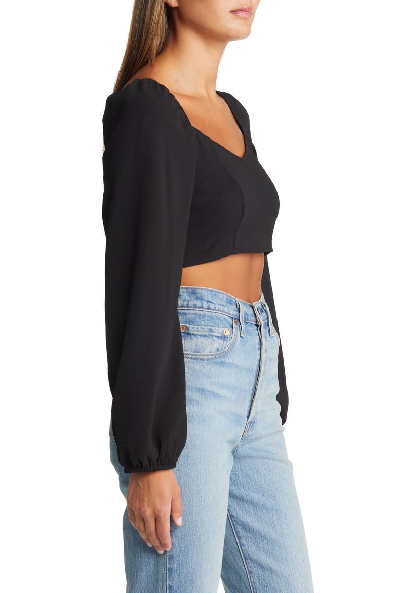 Saga Sweetheart Neck Crop Top, Alternate, color, BLACK