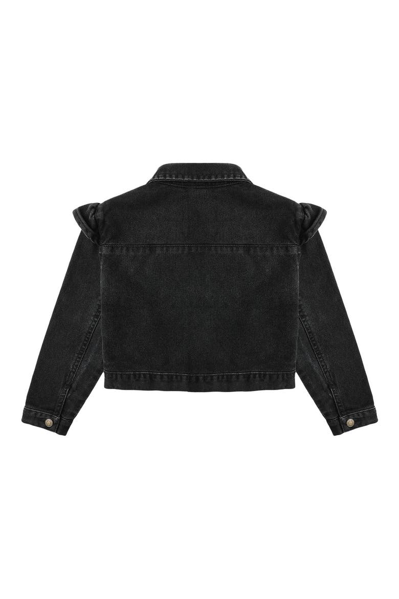 Kids' Ruffle Denim Jacket, Alternate, color, BLACK