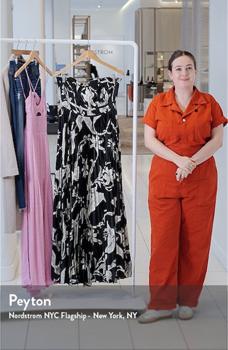 Angelique Floral Strapless Pleated Maxi Dress, sales video thumbnail