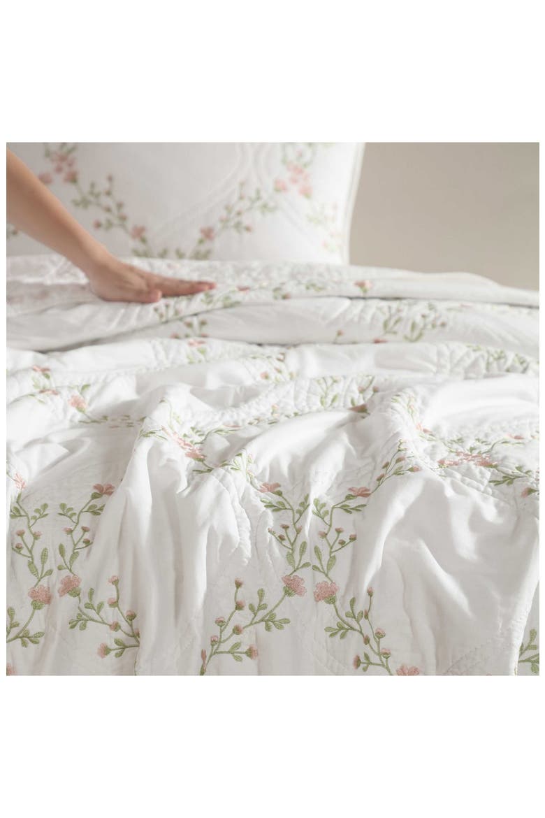 Floral Embroidered Cotton Quilt Set, Alternate, color, LT-PASTEL PINK