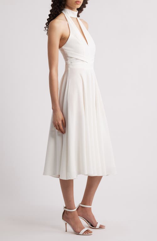 Black Halo Caelith Halter Midi Dress In White