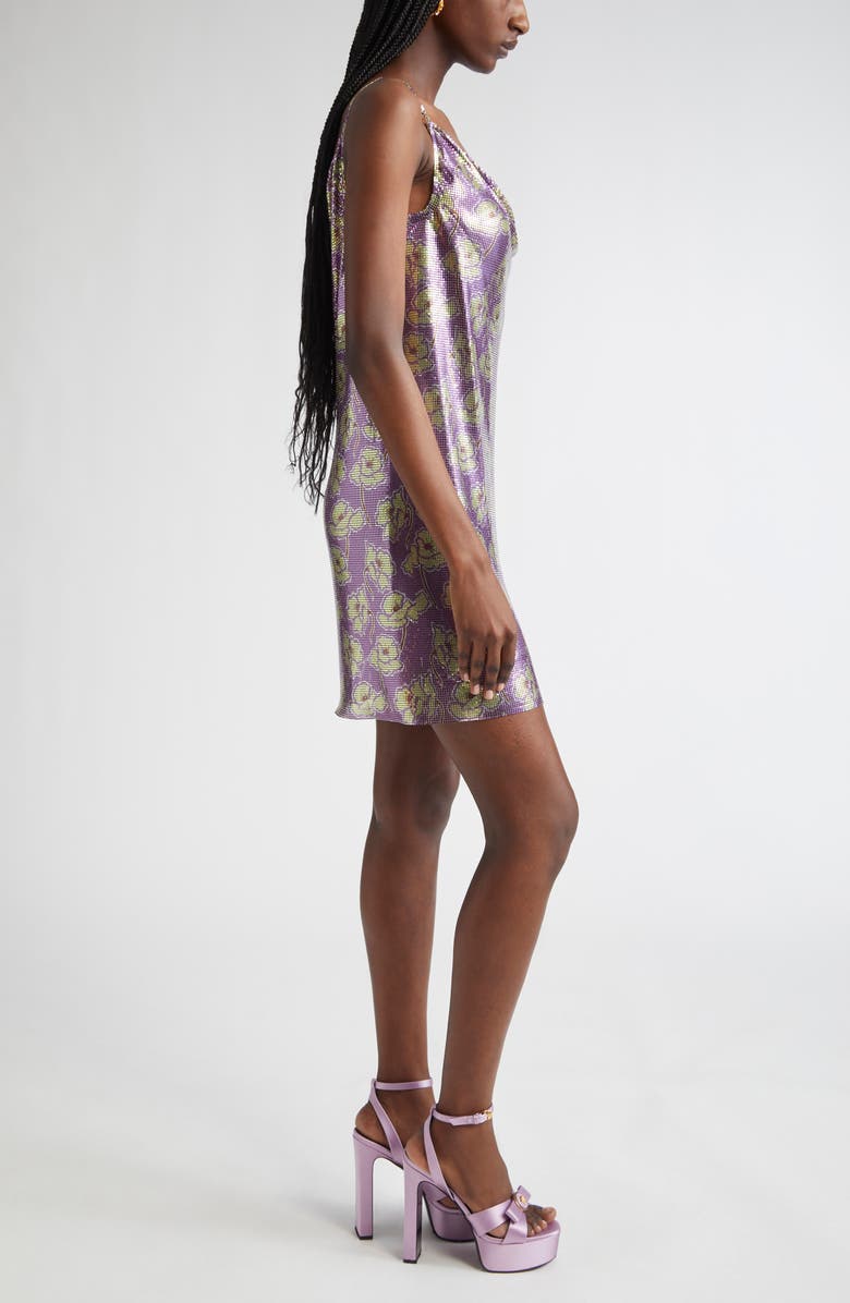 Versace Poppies Metallic Mesh Cocktail Dress, Alternate, color,