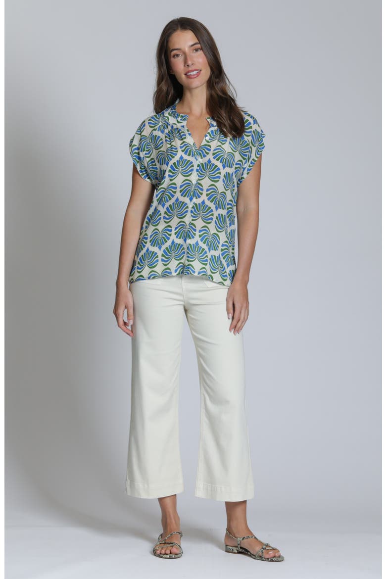 Cap Sleeve Shell Top, Alternate, color, WHITEBLUE MULTI