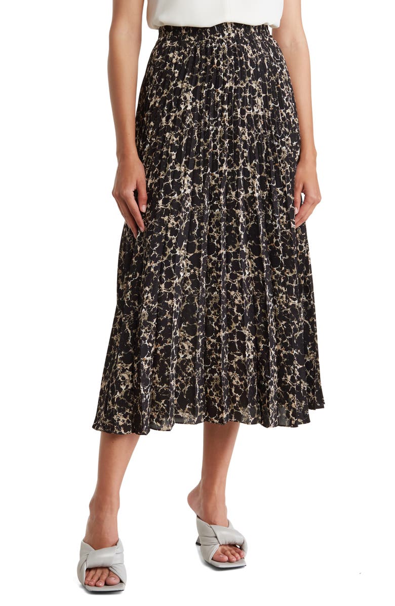 MAX STUDIO Graduated Pleat Knee-Length Midi Skirt, Main, color, 