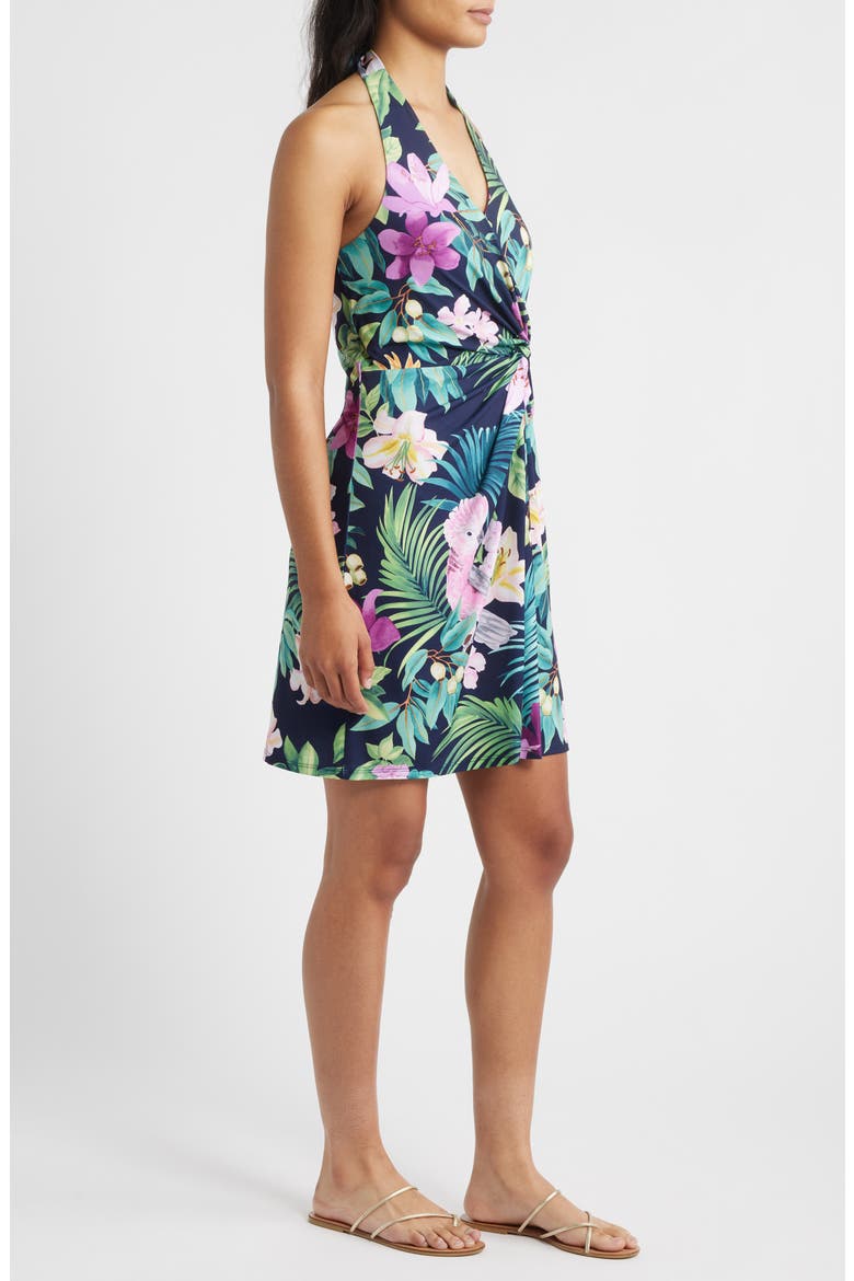 Clara Tropical Bliss Halter Dress, Alternate, color, COASTLINE