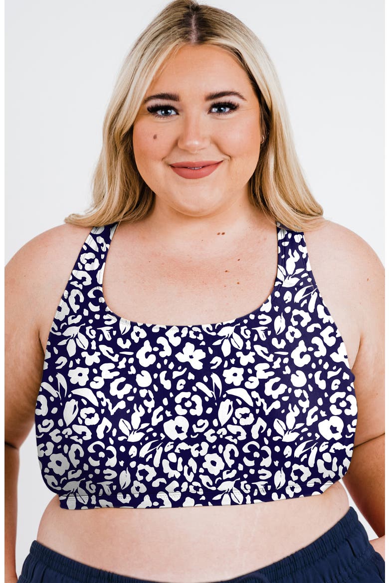 Plus Size Racerback Swim Bra With Removable Cups, Main, color, Wild Navy