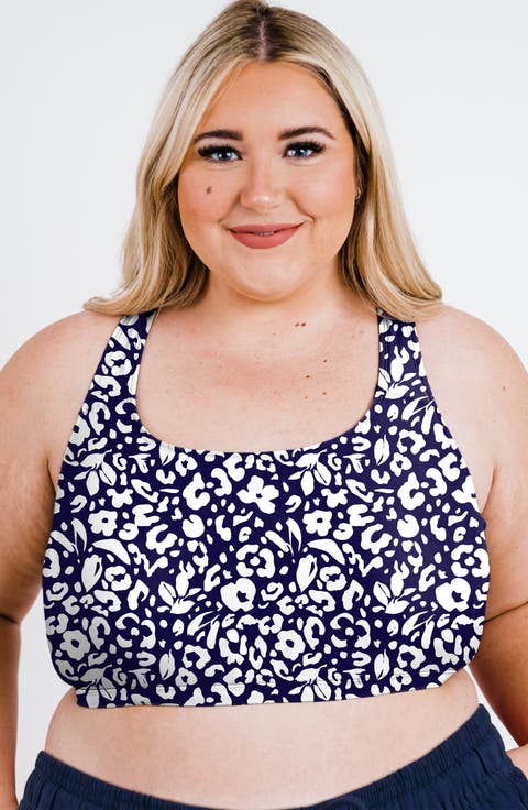 Plus Size Racerback Swim Bra With Removable Cups