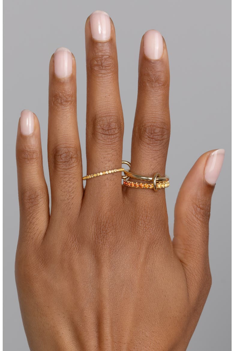 Norah Pavé Orange Sapphire Linked Ring, Alternate, color, YELLOW GOLD