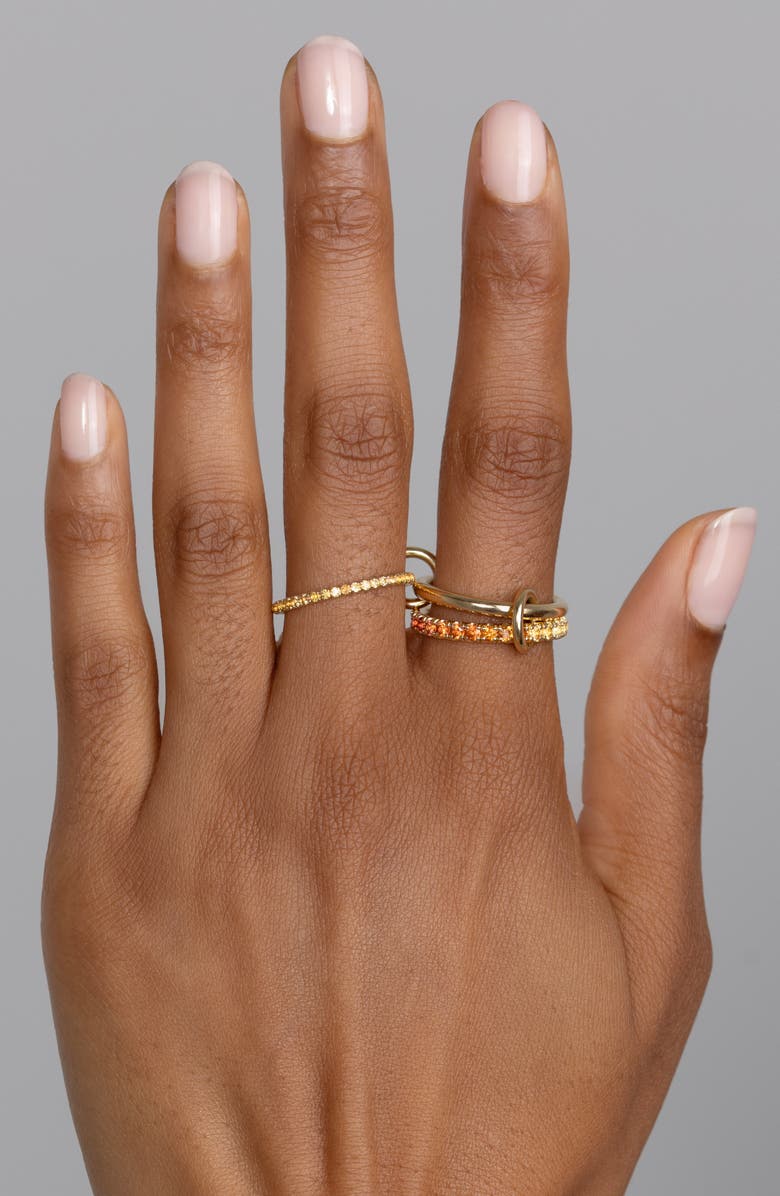 Spinelli Kilcollin Norah Pavé Orange Sapphire Linked Ring, Alternate, color, Yellow Gold