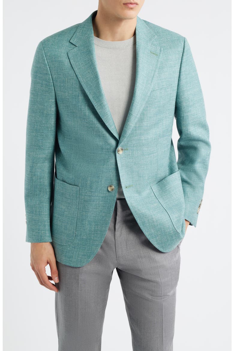 Hyperlight Soft Light Green Mélange Silk & Linen Blend Sport Coat, Main, color, LIGHT GREEN