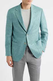 Peter Millar Hyperlight Soft Light Green Mélange Silk & Linen Blend Sport Coat