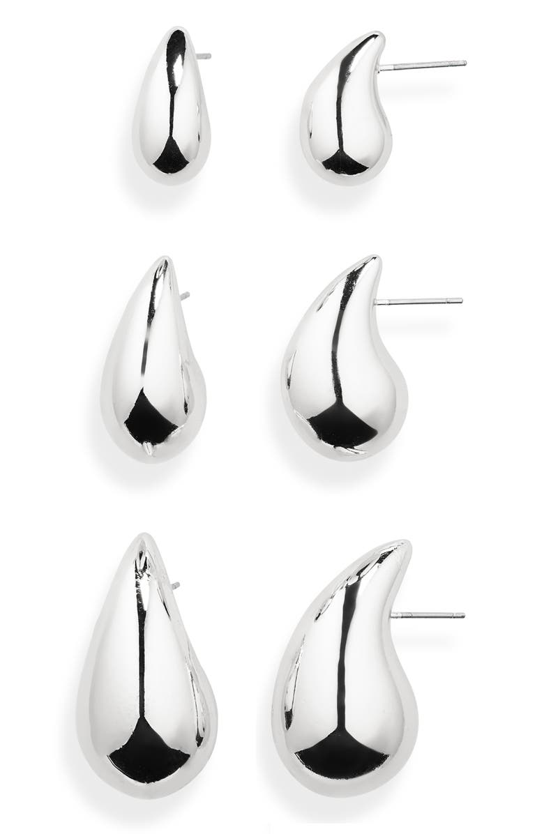 NORDSTROM RACK Set of 3 Teardrop Stud Earrings, Main, color, 