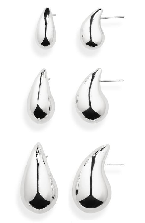 Set of 3 Teardrop Stud Earrings
