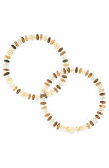 Set of 2 Stone Beaded Stretch Bracelets
