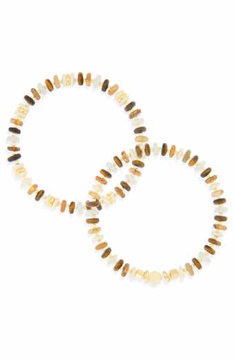 Set of 2 Stone Beaded Stretch Bracelets