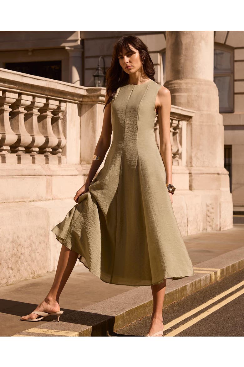Luxe Sleeveless Midi Dress, Alternate, color, Khaki