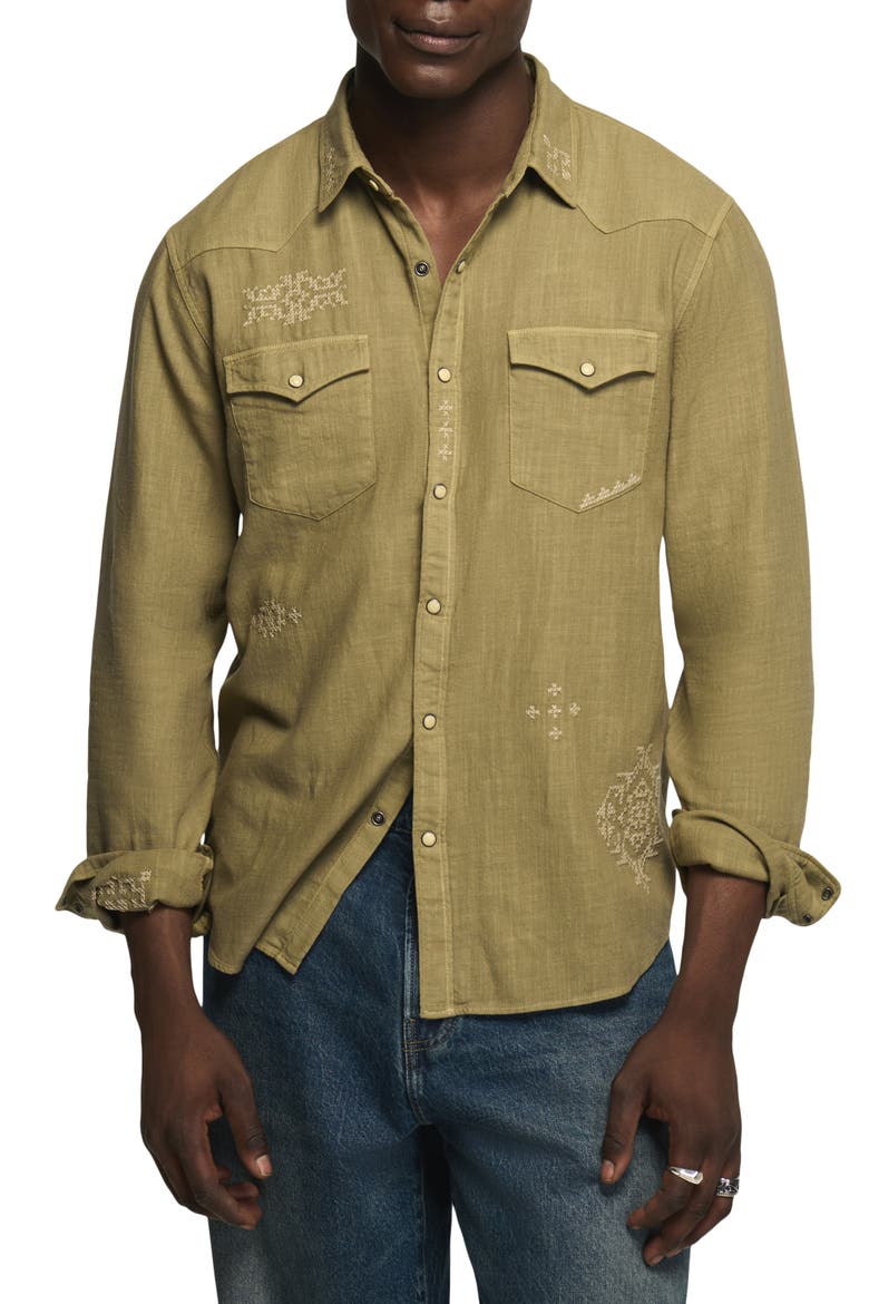 Embroidered Long Sleeve Western Shirt, Main, color, OVERLAND TREK
