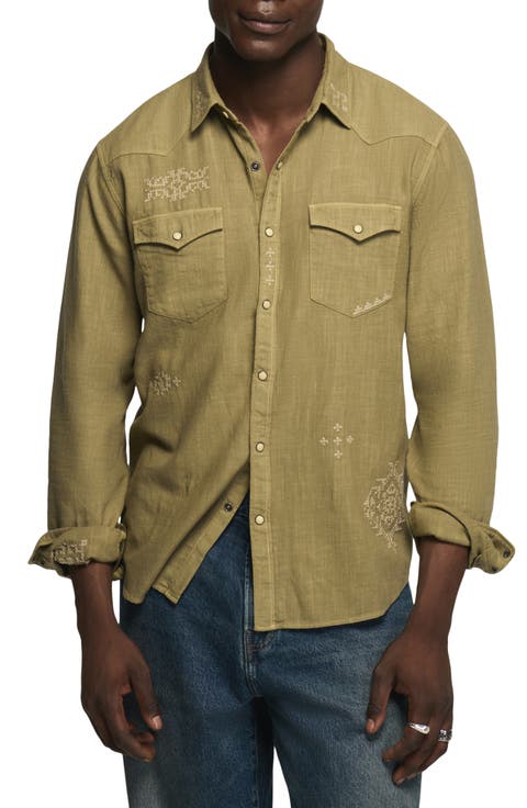 Embroidered Long Sleeve Western Shirt
