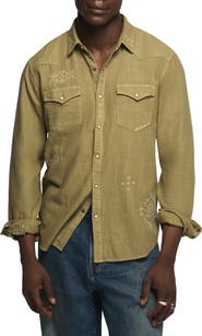 Lucky Brand Embroidered Long Sleeve Western Shirt