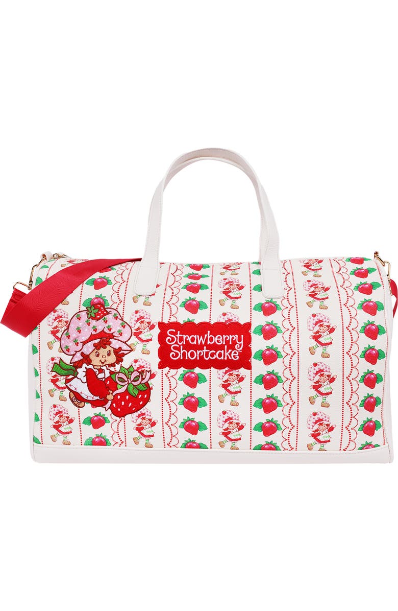Strawberry Shortcake Lace Print Weekender Duffel Bag, Main, color, White