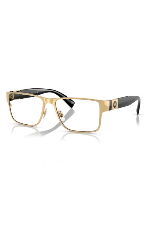 Versace 57mm Rectangular Optical Glasses In Gold