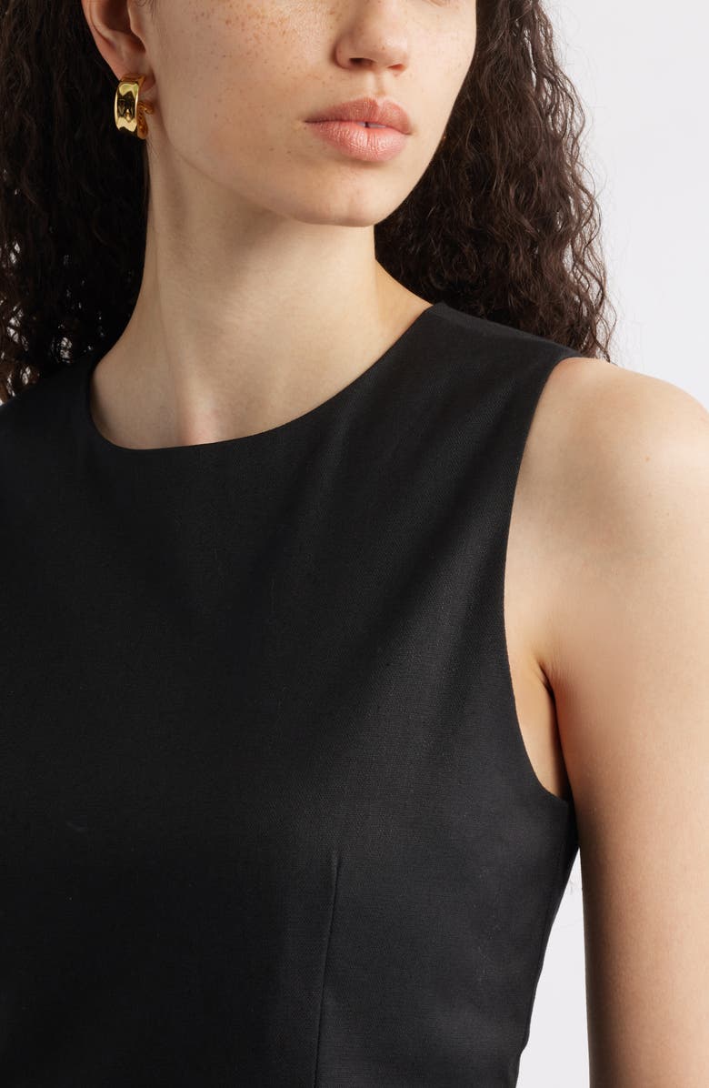 Nordstrom Sleeveless Stretch Linen Blend Minidress, Alternate, color, Black
