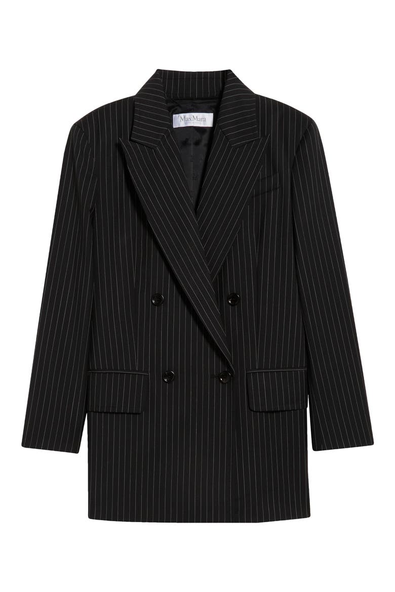 Mattia Pinstripe Virgin Wool Blazer, Alternate, color, BLACK/ WHITE