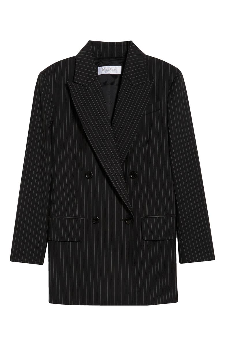 Max Mara Mattia Pinstripe Virgin Wool Blazer, Alternate, color, Black/ White