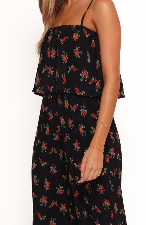 Petal And Pup Petal & Pup Jillian Floral Plissé Jumpsuit In Black