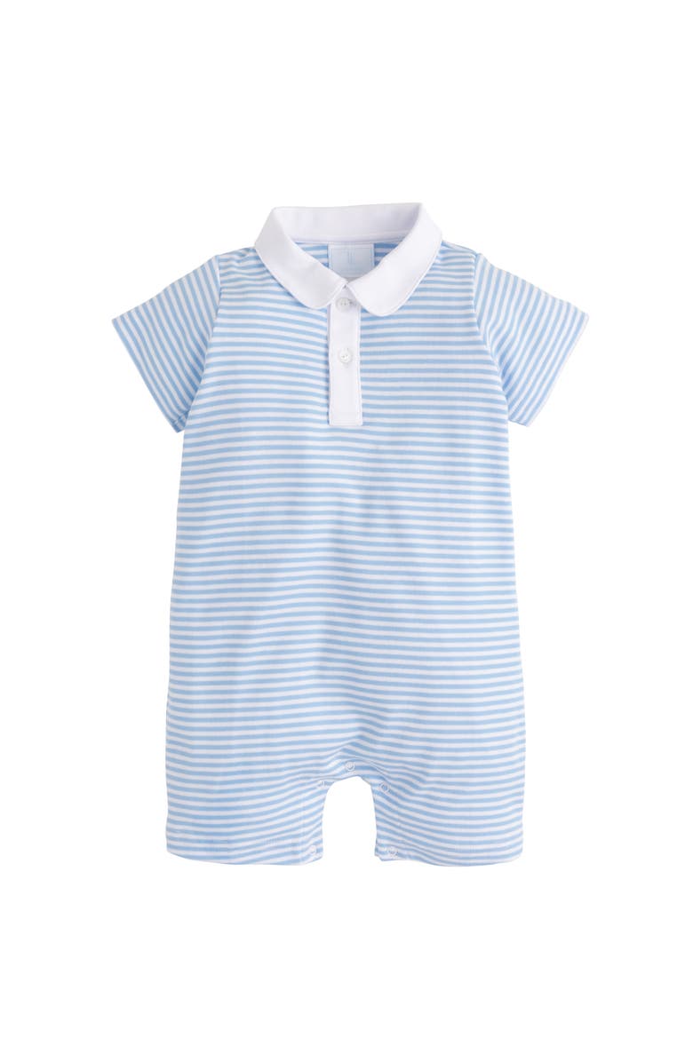 Little English Peter Pan Polo Romper, Main, color, Light Blue Stripe