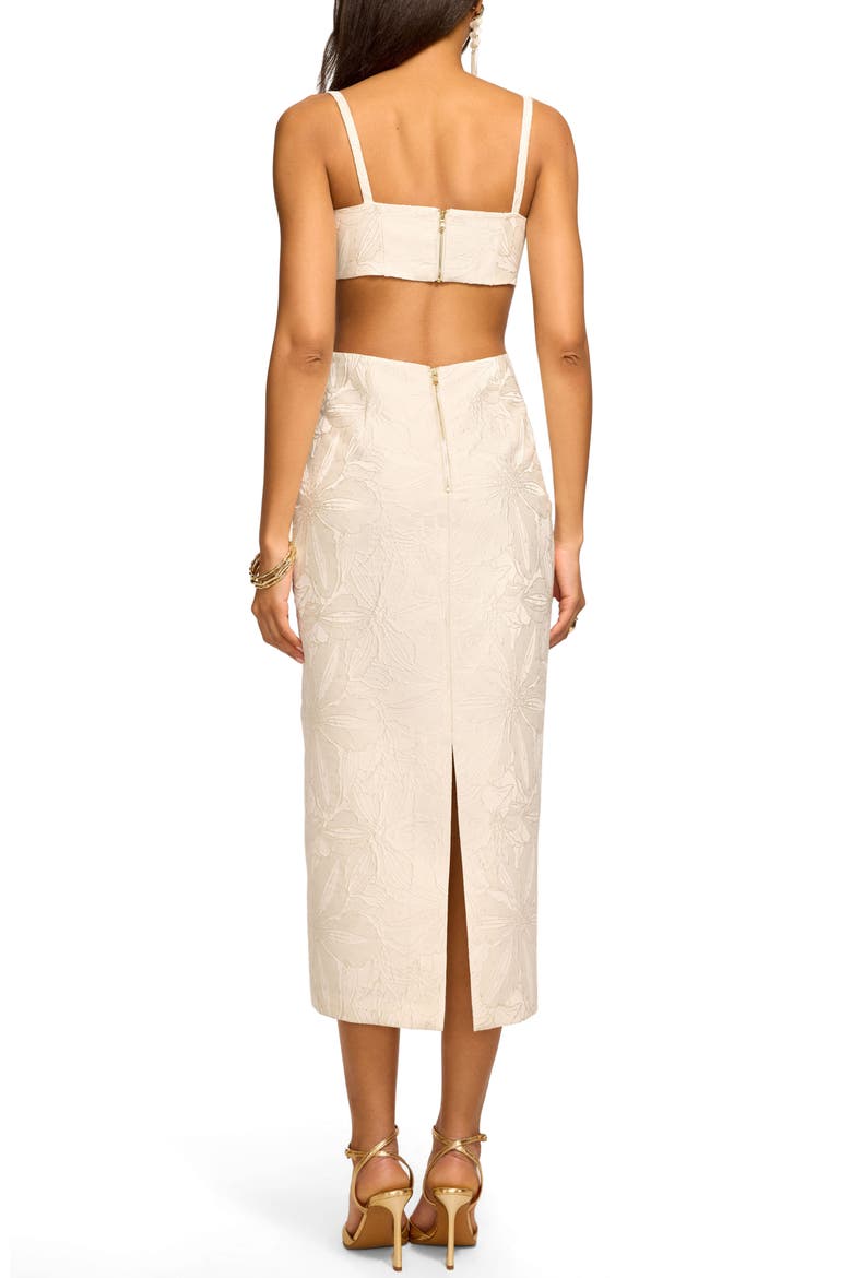 Eira Floral Jacquard Midi Dress, Alternate, color, IVORY JACQUARD