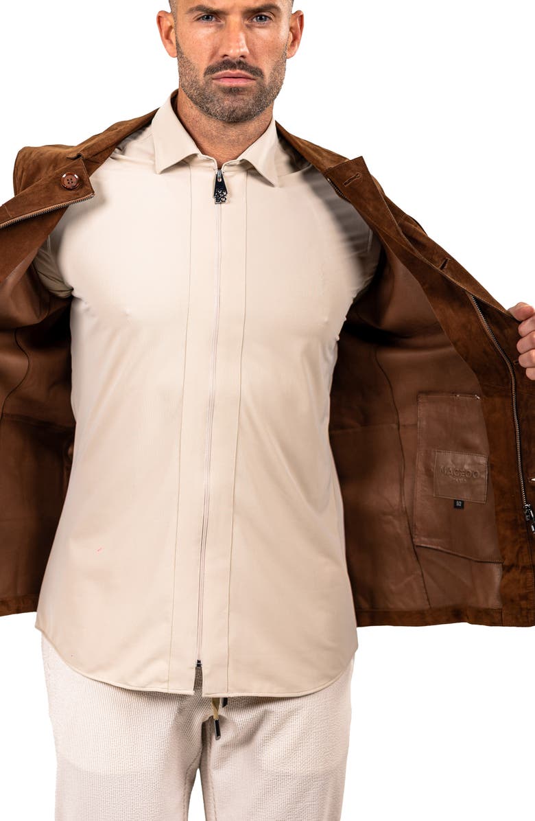 Maceoo Slim Fit Lambskin Suede Jacket, Alternate, color, 