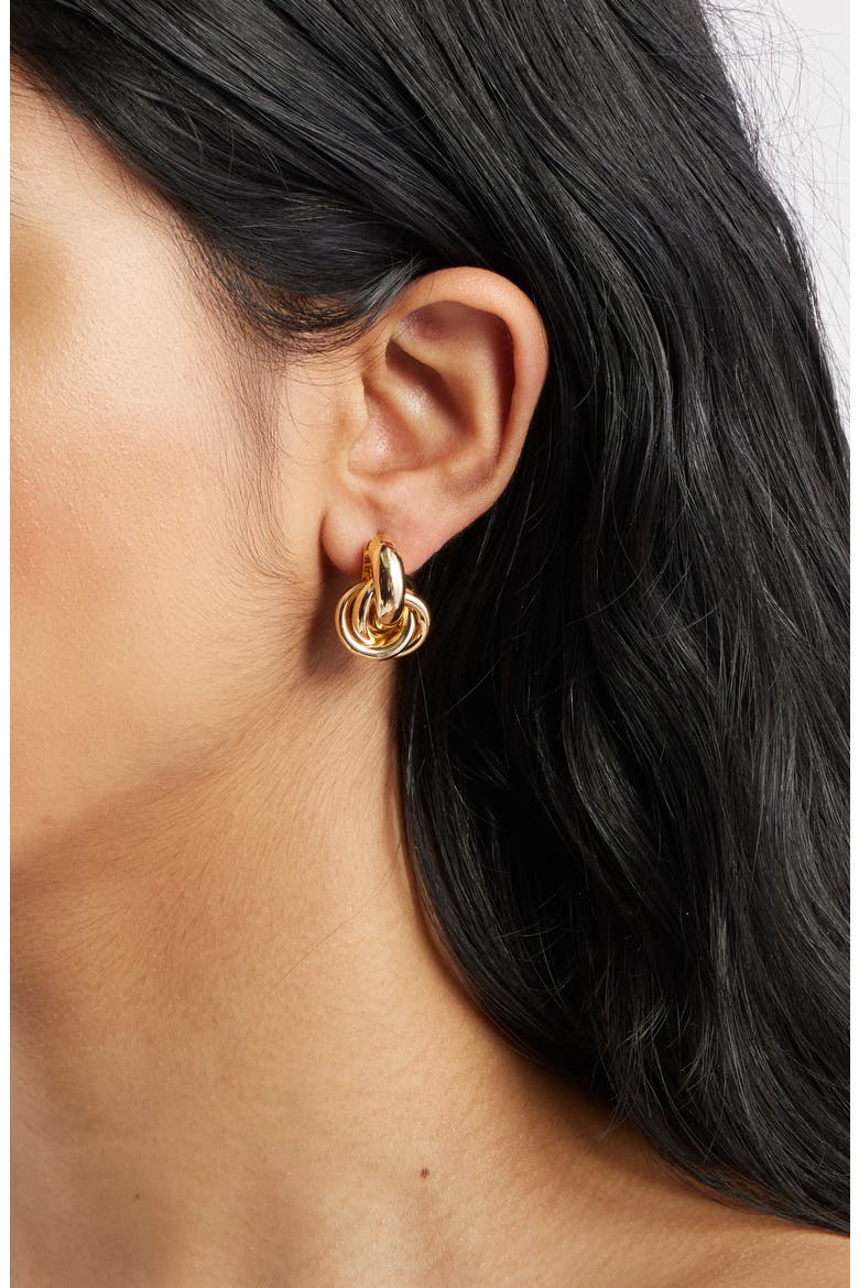Knotted Stud Earrings, Alternate, color, GOLD
